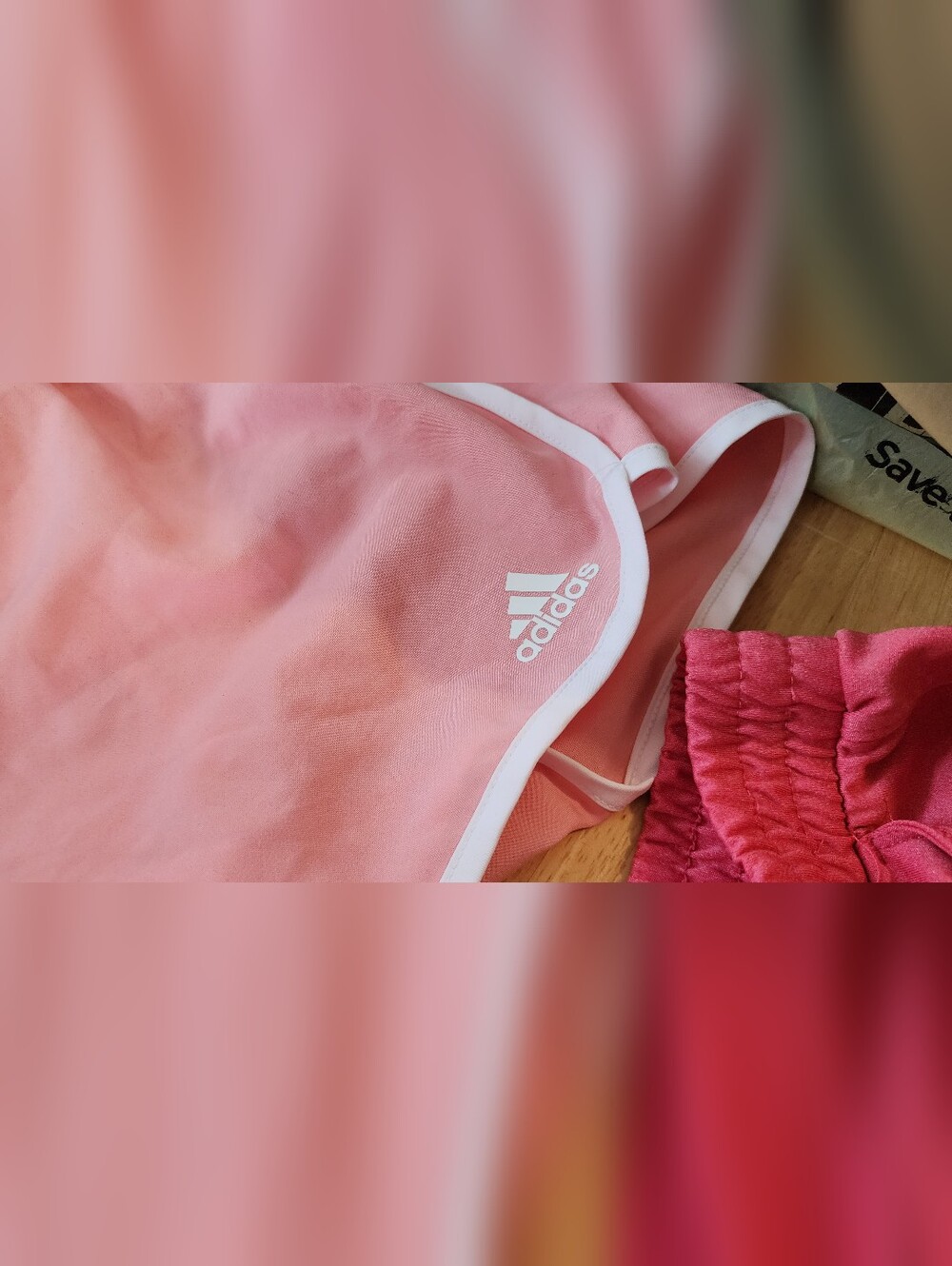 Adidas Pink Athletic Shorts with White Trim